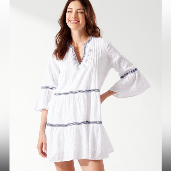 Tommy Bahama Cotton Clip Embroidered Tier Dress - Picture 2 of 4